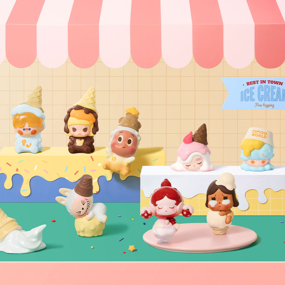 A full set of POP BEAN mini figures, showing the small bean format described in this guide