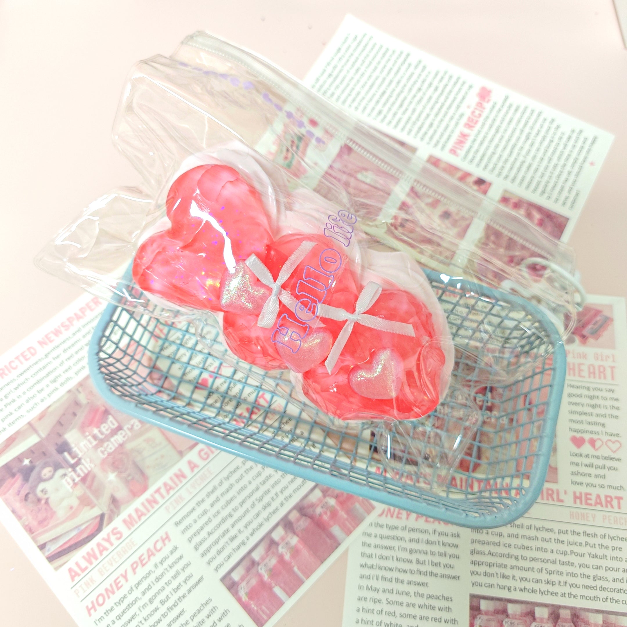 Tabasquishy Pink Crystal Heart Trio Squishy - Handmade by DIDAPOP