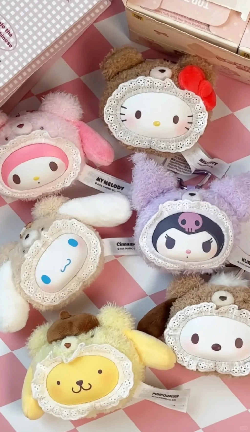SANRIO Fluffy Teddy Bear Plush Pendant Series Blind Box