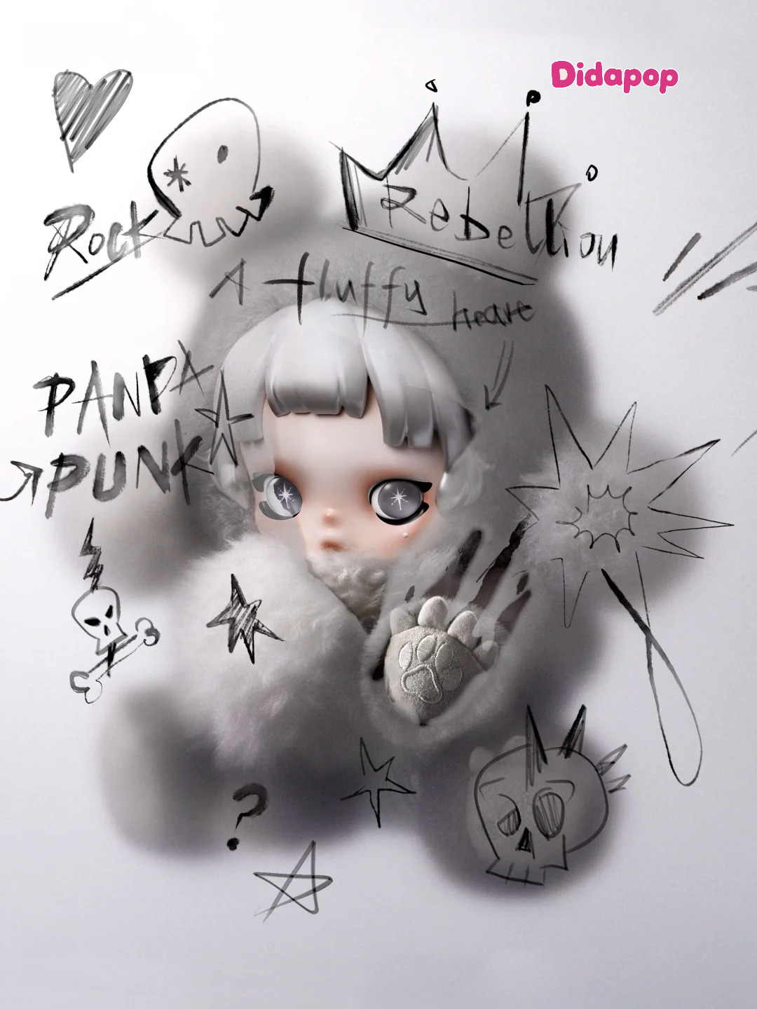 SKULLPANDA Punk Panda 400％ Plush Doll-PRE-ORDER 3-5DAYS