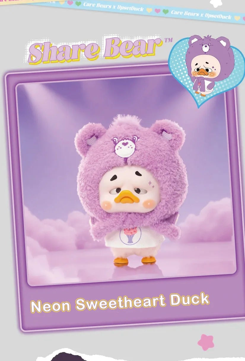 UPSETDUCK X Care Bears V2 Neon Sweetheart Duckling Plush Blind Box - Designer Collectible