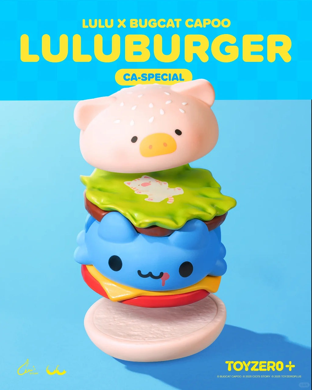 LuLu The piggy × Mao Mao Chong Kabo Stackable Hamburger Plush & Vinyl Keychain