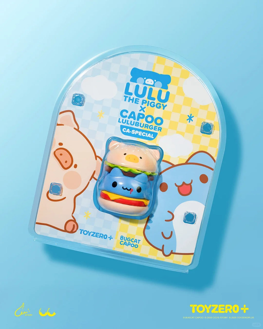 LuLu The piggy × Mao Mao Chong Kabo Stackable Hamburger Plush & Vinyl Keychain