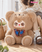 Brown Baby Three Abebe Big Bear 1000% plush with plaid bow