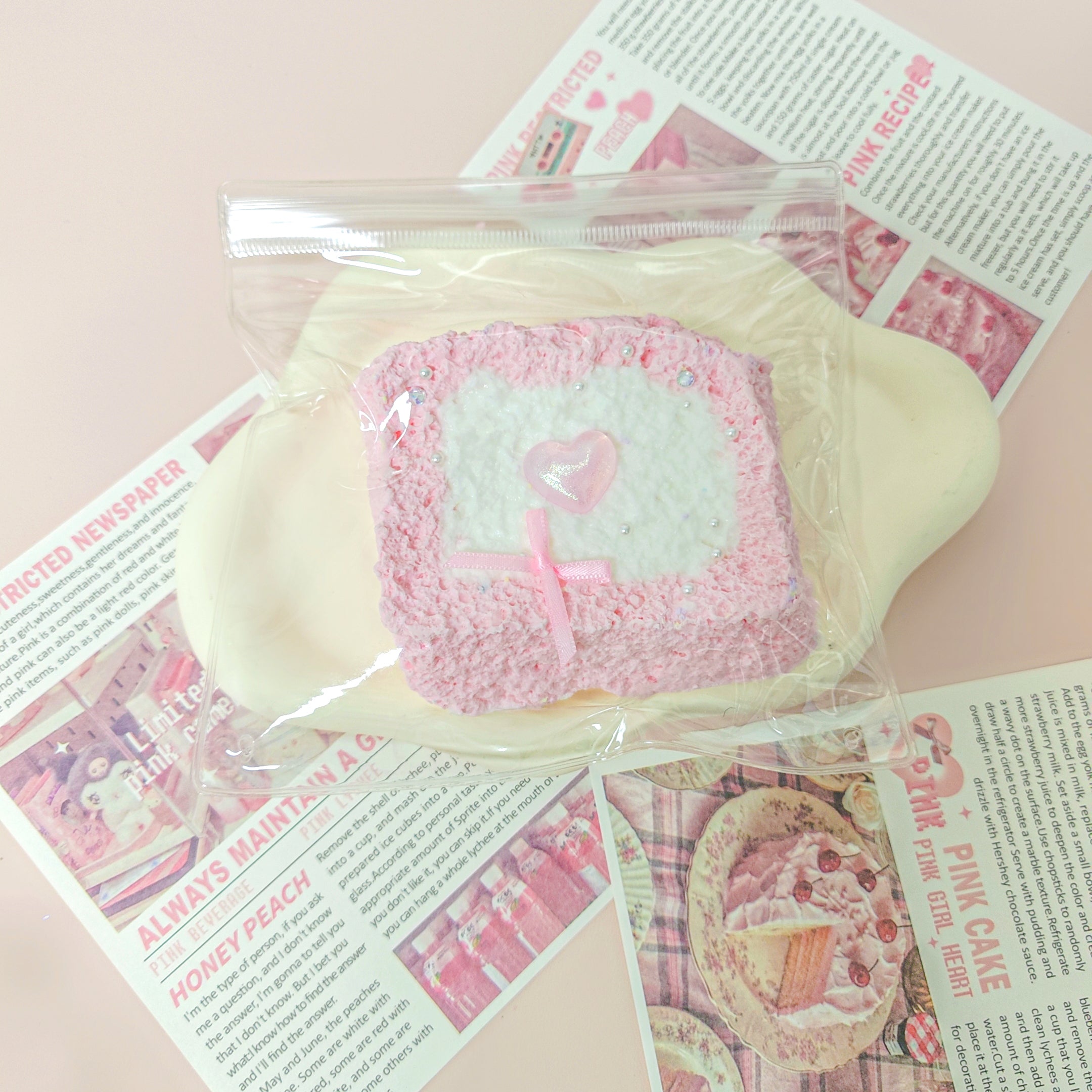 Tabasquishy Pink Heart Toast Squishy - Handmade by DIDAPOP