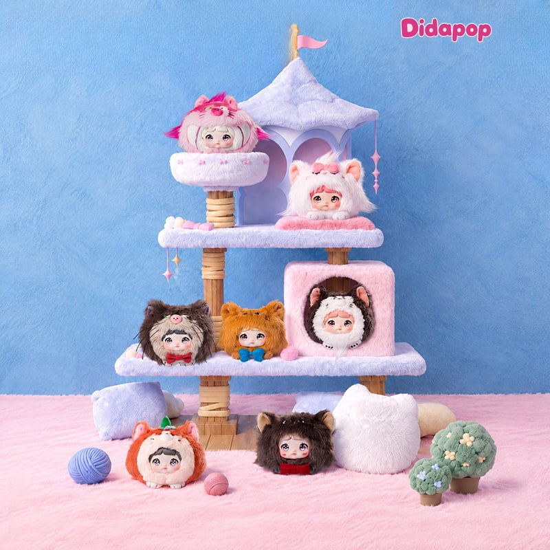 Nommi x Disney Kitty Diaries plush blind box lineup on cat tower
